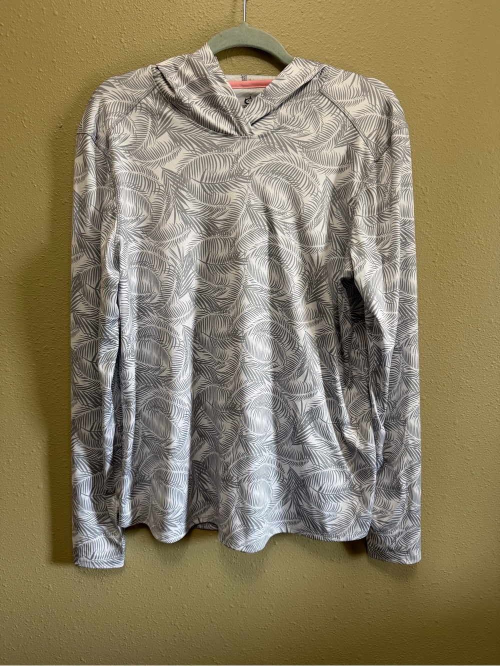 Women's Lightweight Hooded Pullover - Gray Leaf Print